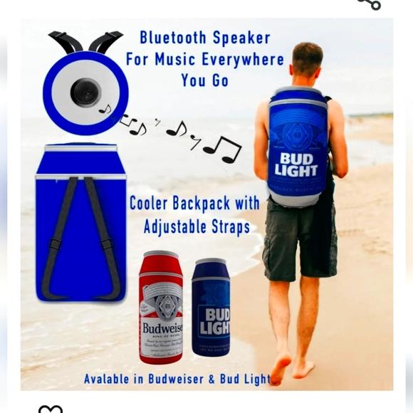 New Bud light can cooler backpack Bluetooth speaker adjustable straps ice beer - Picture 2 of 6